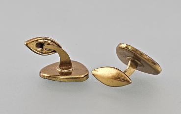 Paar Manschettenknöpfe goldfarben Perlmutt Vintage D2cm