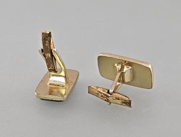 Paar Manschettenknöpfe goldfarben Perlmutt Vintage 1,4x2,5cm