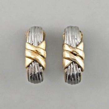 Vintage Ohrclips Modeschmuck Bicolor silber- / goldfarben 1x2x3cm