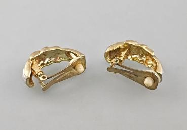 Preview: Vintage Ohrclips Modeschmuck Bicolor silber- / goldfarben 1x2x3cm