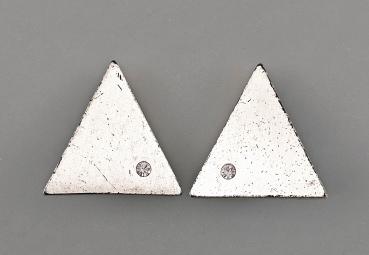 Vintage Ohrclips Modeschmuck Dreieck weiße Steine 3x3cm
