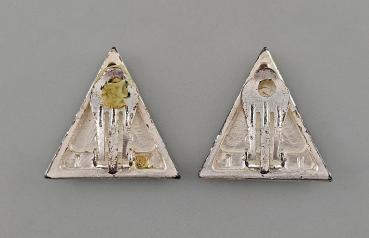 Vintage Ohrclips Modeschmuck Dreieck weiße Steine 3x3cm