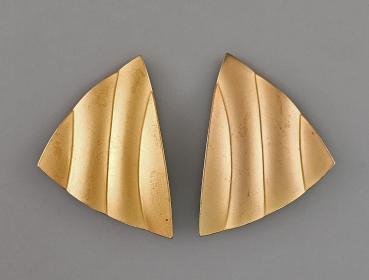 Vintage Ohrclips Modeschmuck Dreieck goldfarben 5x3,5cm