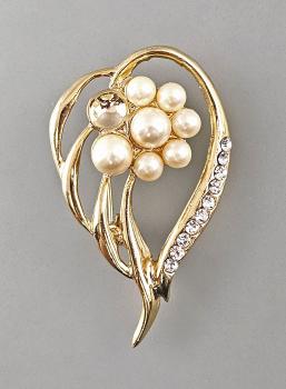 Modeschmuck-Brosche Vintage Strasssteine Perlen