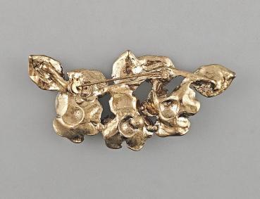 Modeschmuck-Brosche Vintage Rosenbukett vergoldet