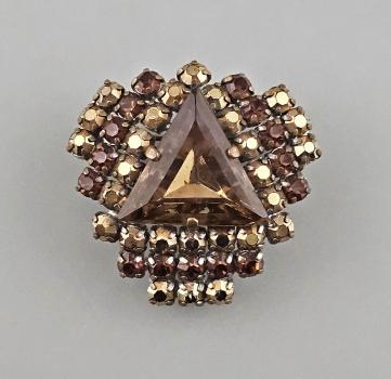 Modeschmuck-Brosche Vintage gelb-braune Strasssteine