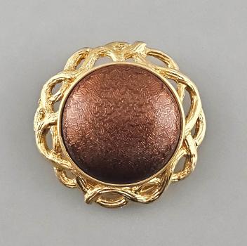 Modeschmuck-Tuchklemme Vintage vergoldet brauner Glitzer-Stein
