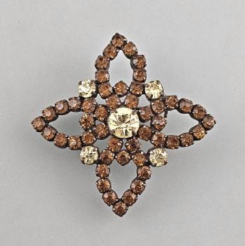 Modeschmuck-Brosche Vintage gelb / braune Strasssteine