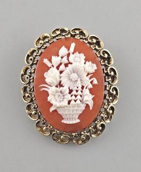Modeschmuck-Brosche Vintage Gemme vergoldet