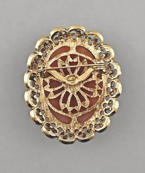 Modeschmuck-Brosche Vintage Gemme vergoldet