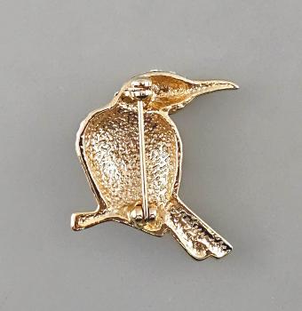 Modeschmuck-Brosche Vintage Vogel Emailarbeit Strasssteine