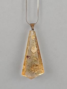 Modeschmuck-Kette Vintage vergoldet Anhänger Muschel-Pflanzen