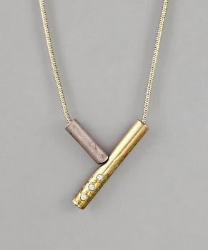 Modeschmuck-Kette Vintage Bicolor Strass goldfarben