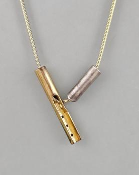 Preview: Modeschmuck-Kette Vintage Bicolor Strass goldfarben