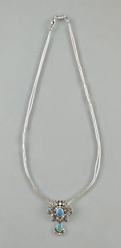Opal-Markasiten-Anhänger / Brosche an Silberkette