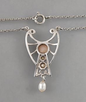 Jugendstil-Collier Rosenquarz Perle