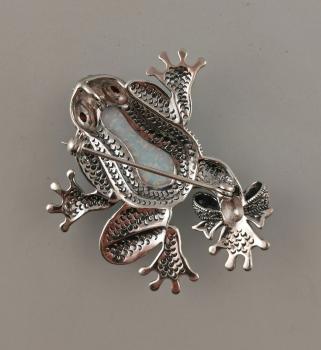 Opal-Markasit-Brosche Frosch