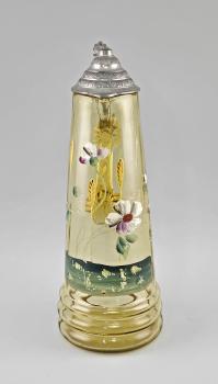 Krug Jugendstil mit Zinndeckel und Malerei