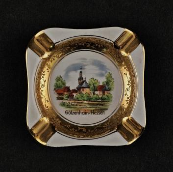 Vergoldet Andenken Aschenbecher Götzenhain / Hessen