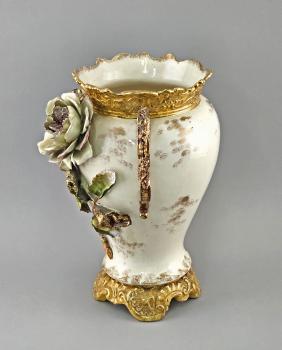 Große Majolika-Vase Blütenbelag