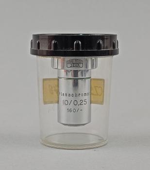 Mikroskop-Objektiv Carl Zeiss Jena Planachromat 10/0,25 160/- RMS Muster?