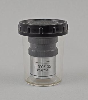 Mikroskop-Objektiv Carl Zeiss Jena HI 100/1,25 160/0,17-A Irisblende RMS