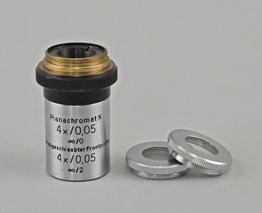 Mikroskop-Objektiv Carl Zeiss Jena Planachromat K 4x/0,05 ∞/0 ∞/2 RMS