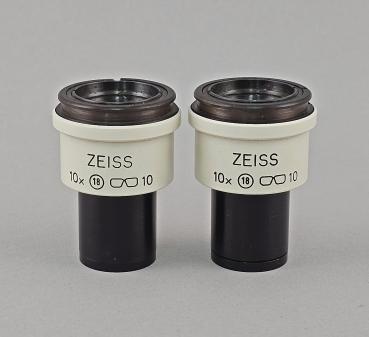 Mikroskop-Okular Paar Zeiss 10x 18 Brille 23,2mm Messokular Mikrometer