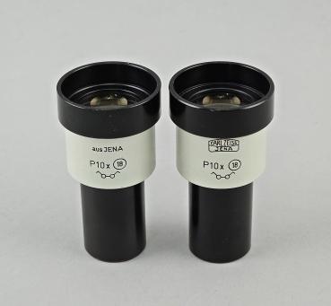 Mikroskop-Okular Paar Carl Zeiss aus Jena P 10x 18 Brille 23,2mm