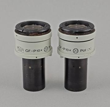 Mikroskop-Okular Paar Carl Zeiss aus Jena GF-P 10x 20 Pol Brille Fadenkreuz 23,2mm