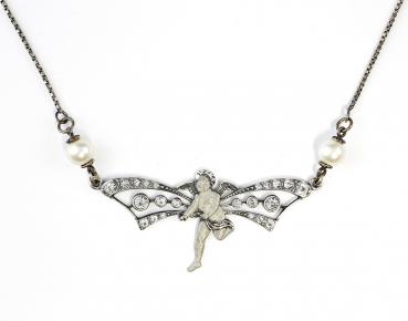 Collier "Putto" Swarovski und Perlen