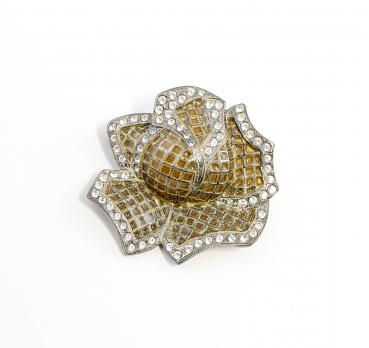emailierte Jugendstil Brosche Swarovski