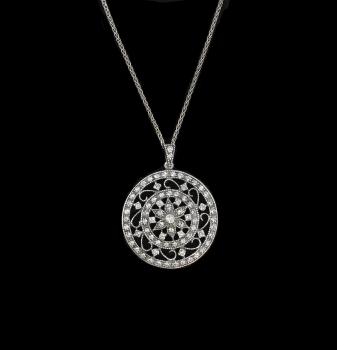 Jugendstil Anhänger an Kette Swarovski