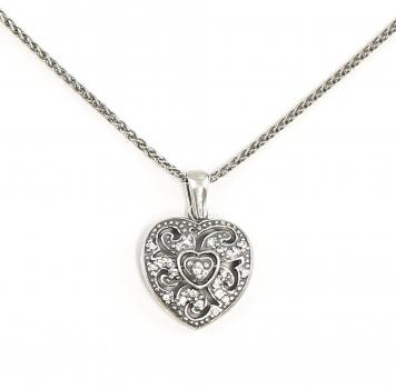 Jugendstil Anhänger Herz Kette Swarovski