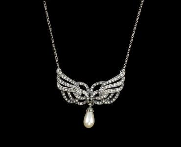 Jugendstil Collier Swarovski und Perle
