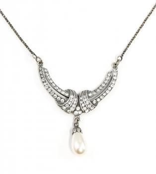 Jugendstil Collier Swarovski und Perle