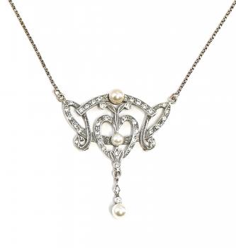 Jugendstil Collier mit Perlen Swarovski