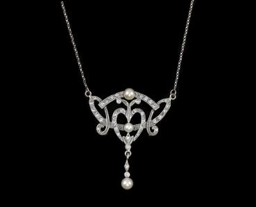 Jugendstil Collier mit Perlen Swarovski