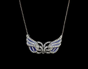 emailliertes Jugendstil Collier Swarovski