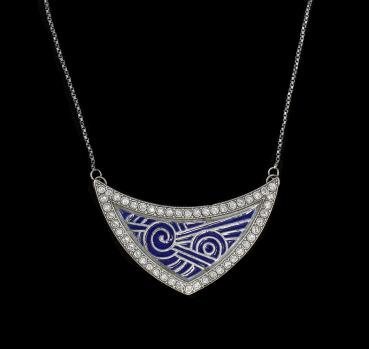emailliertes Jugendstil Collier Swarovski