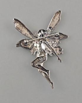 emaillierte Jugendstil Brosche Anhänger Elfe