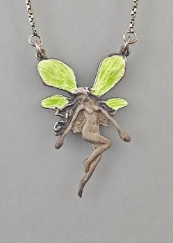 emailliertes Jugendstil Collier Elfe