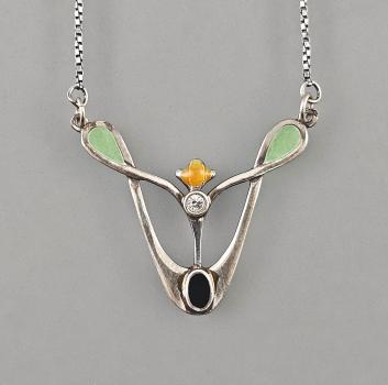 emailliertes Jugendstil Collier Swarovski