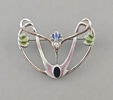 emaillierte Brosche Onyx Swarovski