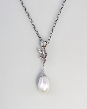 Collier Perle und Markasiten