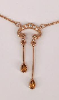 Collier rotvergoldet mit Citrin Zirkonia Perle