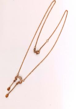 Collier rotvergoldet mit Citrin Zirkonia Perle