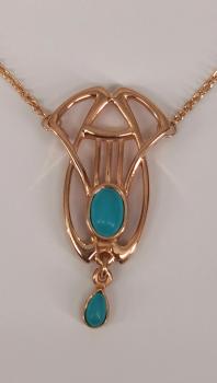 Collier rotvergoldet Türkis
