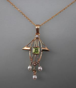 Jugendstil Collier mit Peridot
