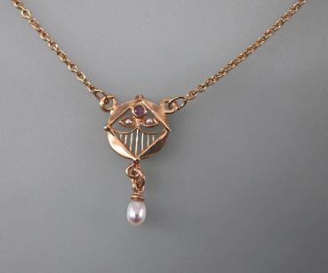 Jugendstil Collier Rubin Perlen